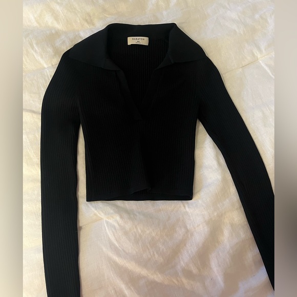 Black babaton sculpt knit polo long sleeve size xxs - Picture 2 of 4